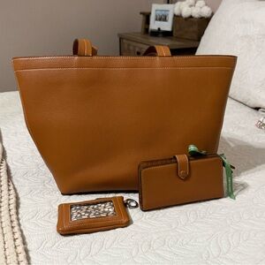 Vera Bradley leather tote, wallet, coin purse